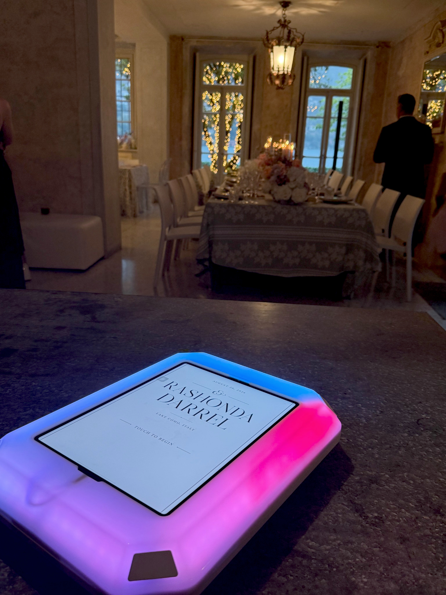 Milan Photo Booth interactive experience setup in a luxury Italian venue